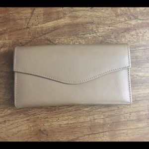 Large leather beige wallet